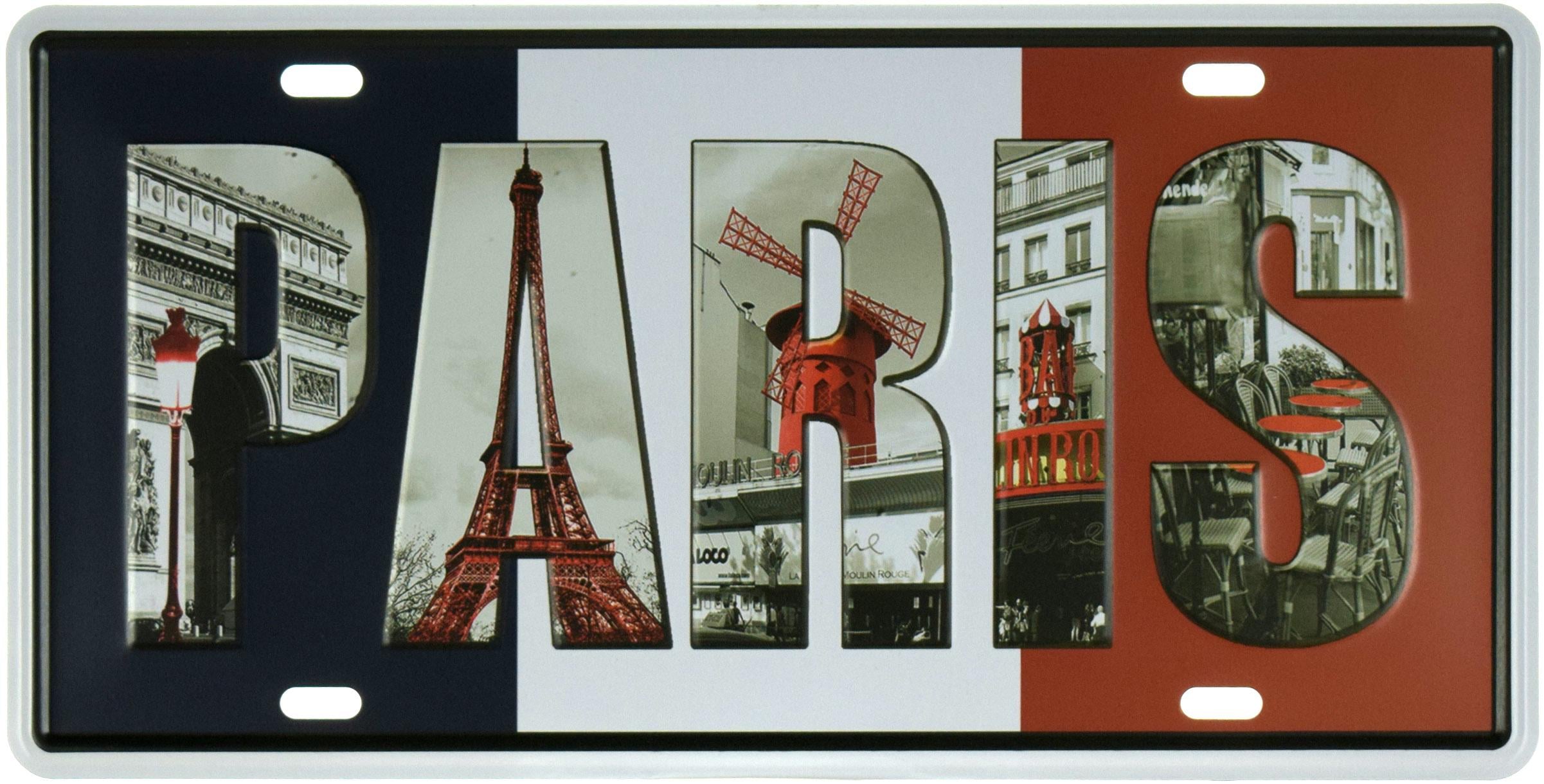 Табличка металлическая Париж Французский Флаг/Paris 15x30 см