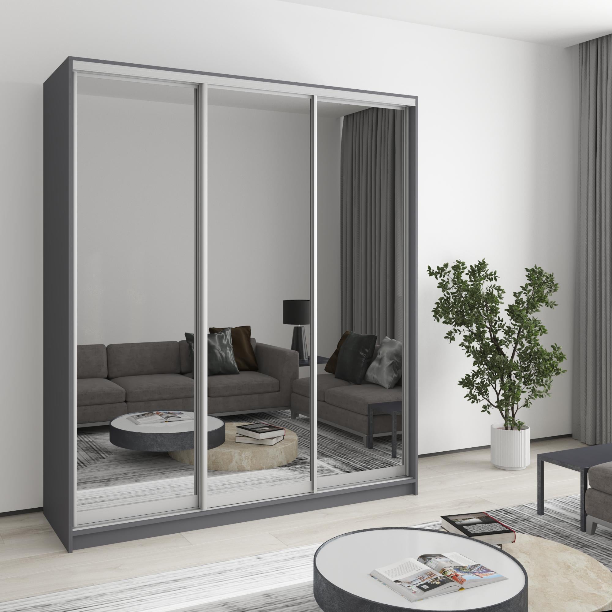 Шкаф-купе трехдверный MebelStar Комбо AL 3 Зеркала 180x60x210 см Антрацит (MBS-3390) Шкаф-купе трехдверный MebelStar Комбо AL 3 Зеркала 180x60x210 см Антрацит (MBS-3390)