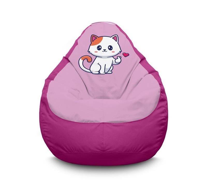 Кресло мешок iPuff Cute cat Korean Heart Оксфорд XL 80x110 см Сиреневый