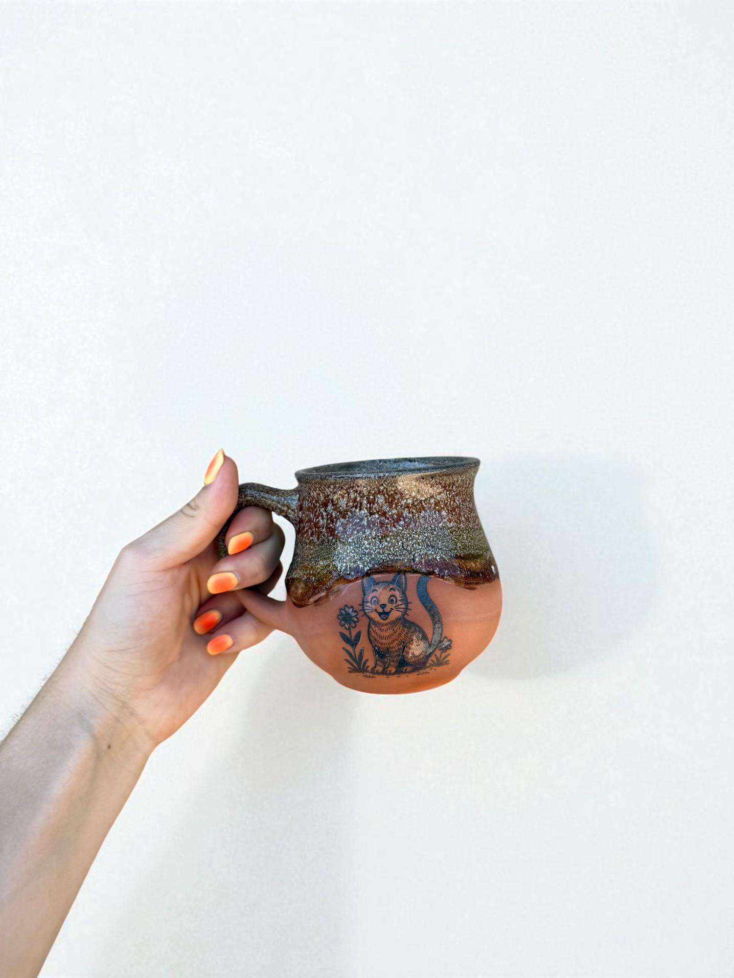 Чашка ручной работы "Котик 2" 450 мл (28833637) - фото 2 Чашка ручной работы "Котик 2" 450 мл (28833637) - фото 2