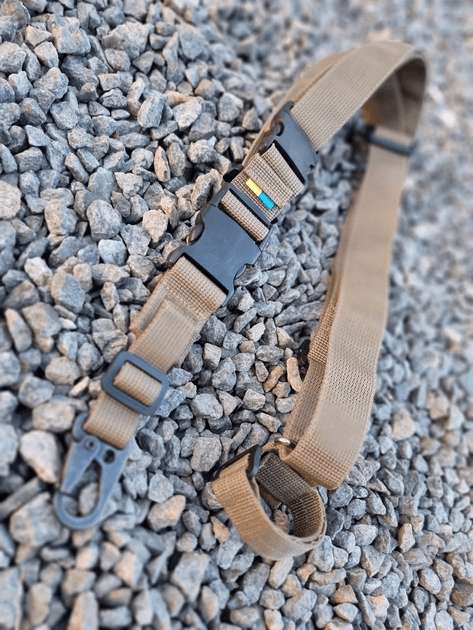 Ремінь триточковий з карабіном та утяжкою Койот (three-point-1-kt) - фото 6 Ремінь триточковий з карабіном та утяжкою Койот (three-point-1-kt) - фото 6