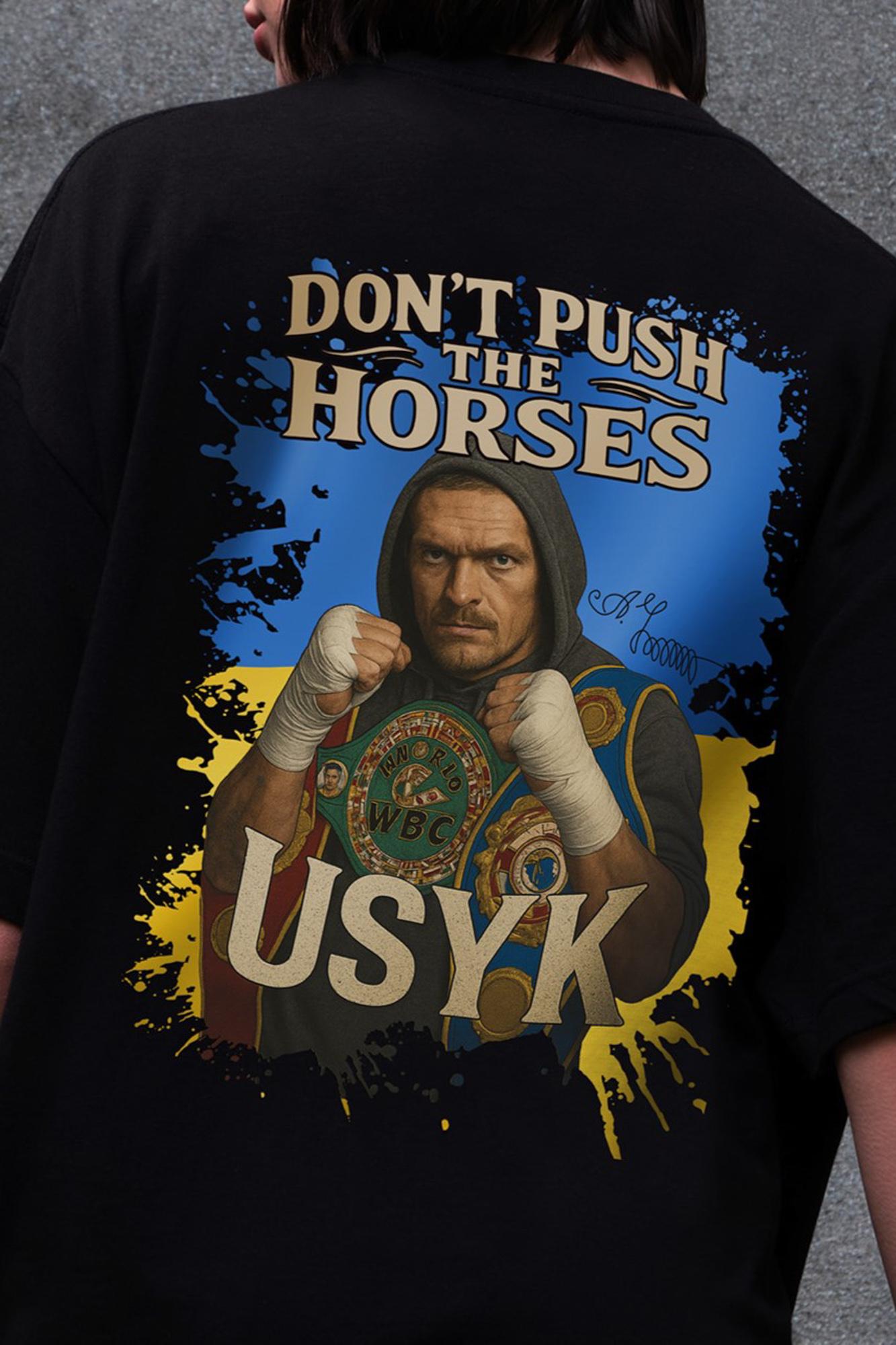 Футболка женская Without с принтом Dont Push The Horses оверсайз S/M Black (S8055225) - фото 2