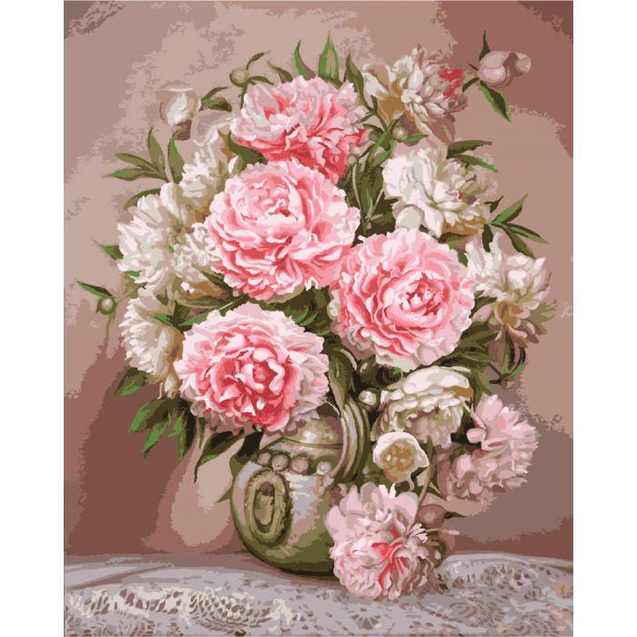 Картина по номерам Идейка Розовые пионы в вазе 40х50 см (57969)