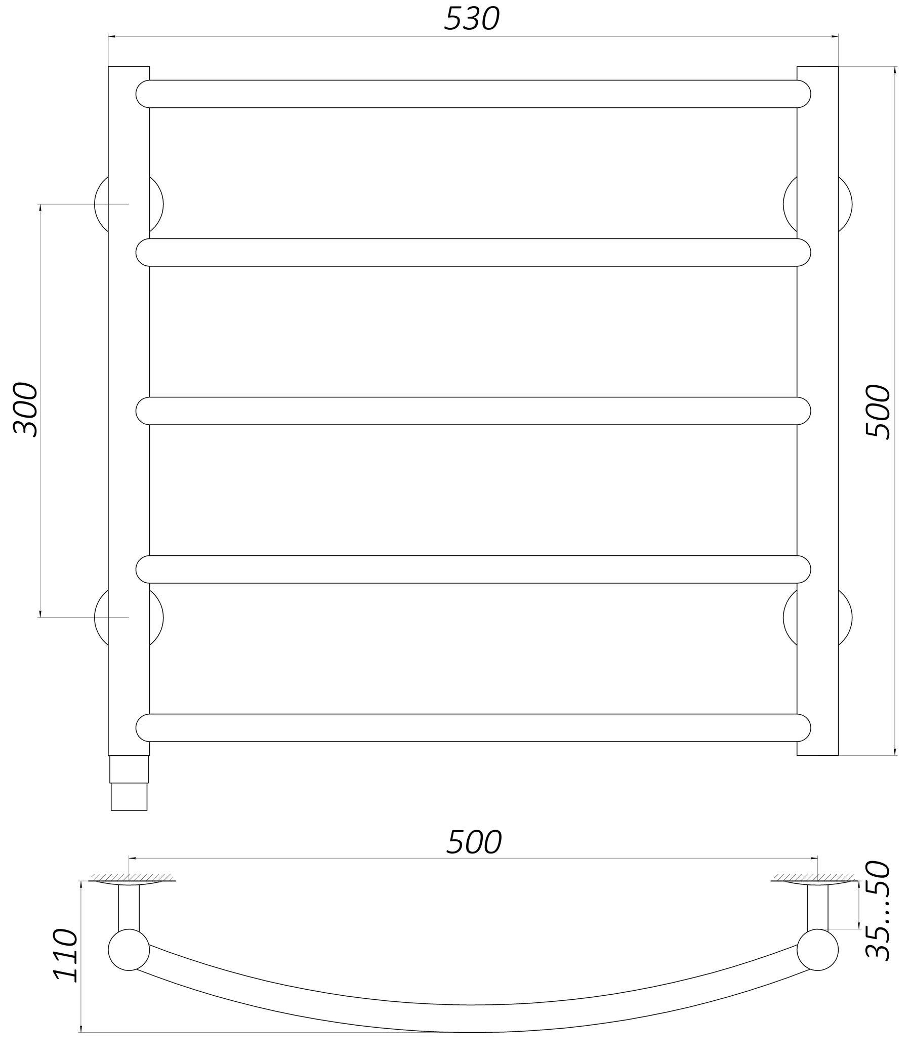 Сушарка для рушників UNIO LD ER 500-500-5 BLK Драбинка Дуга електро чорна - фото 5