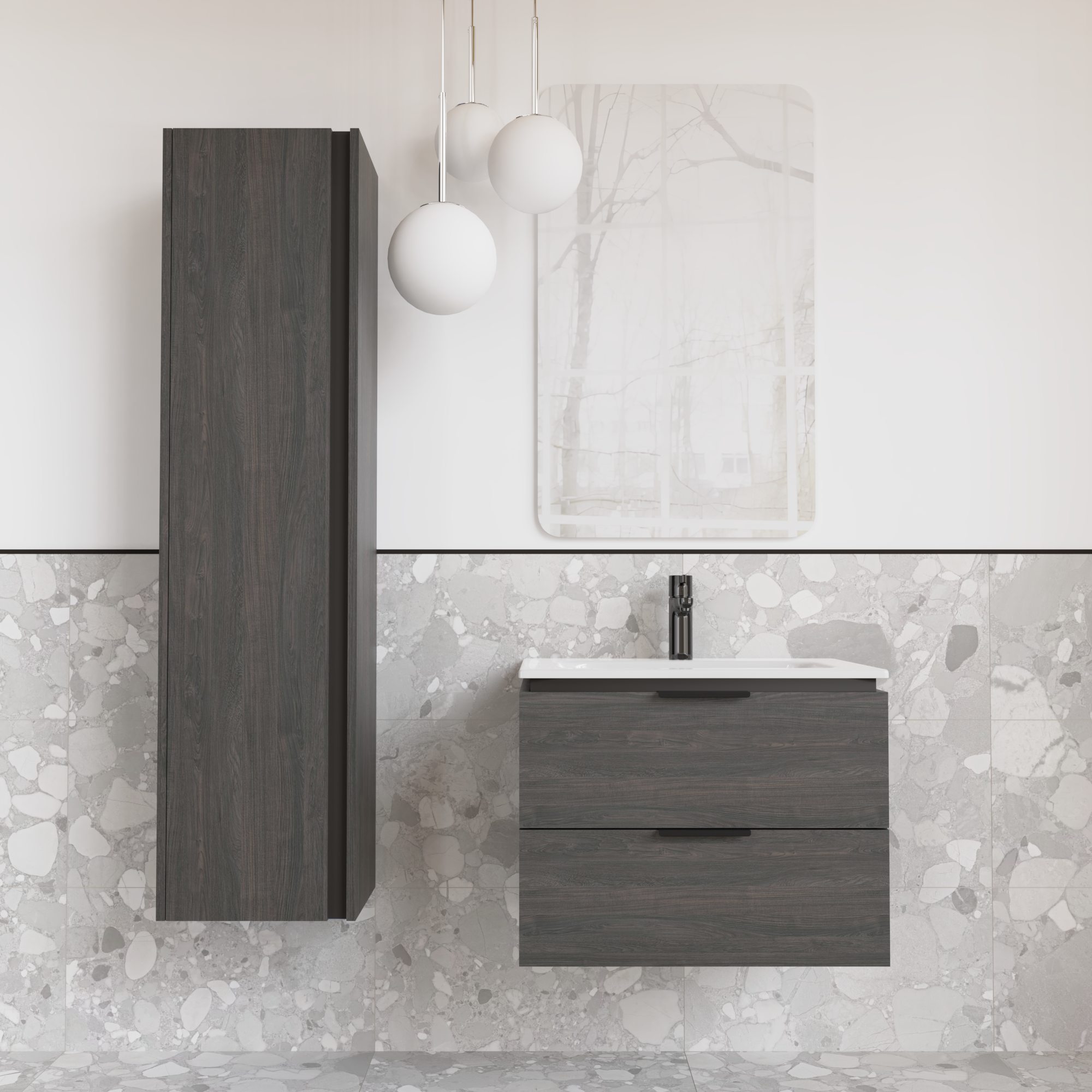 Тумба подвесная с раковиной MVK Vostok Icon 60 В2 600х450х530 мм Морское дерево Карбон (p260kb) - фото 4