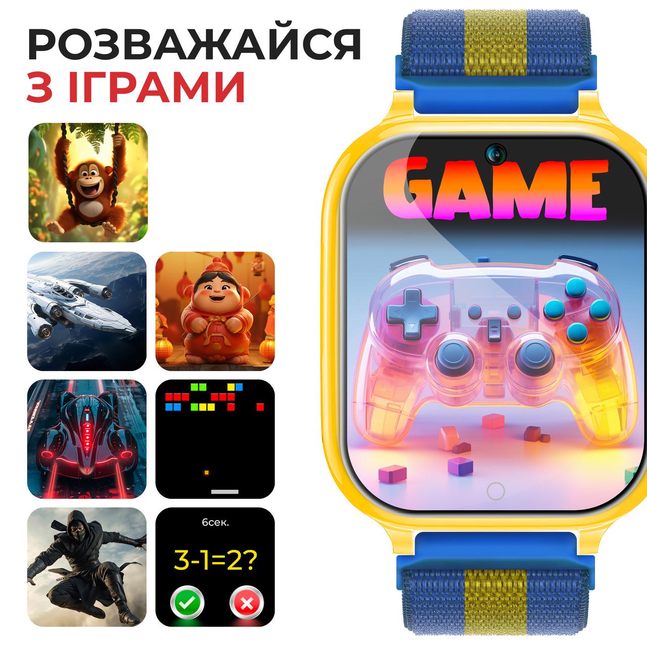Смарт-часы детские JETIX G100 4G со сменным корпусом в комплекте Черный/Синий/Желто-синий (G100-B) - фото 6