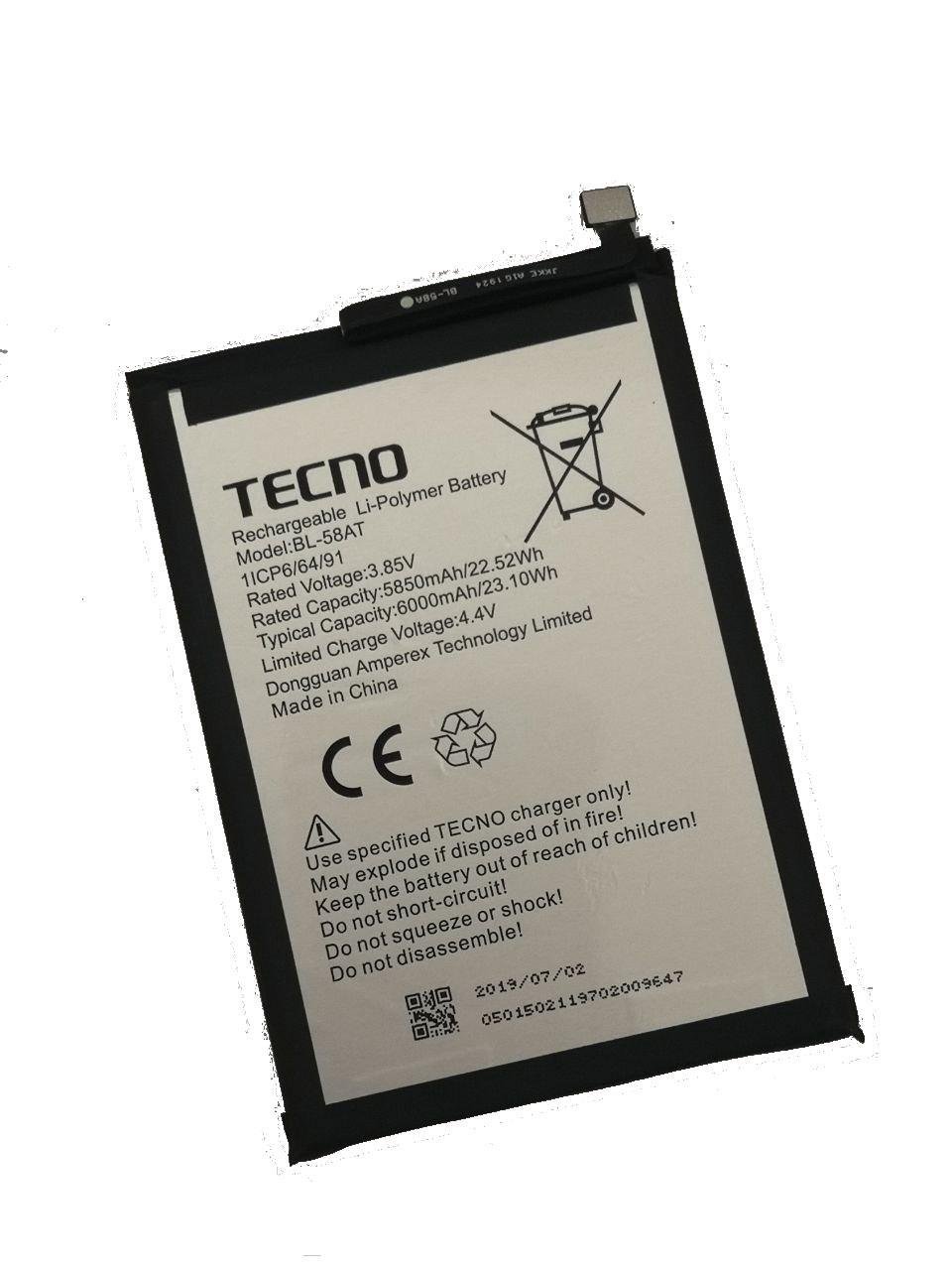 Акумулятор для Tecno Spark 4 KC2/Camon 12/Infinix X650/HOT8/BL-58AT 6000 mAh 3,85V (000009396)