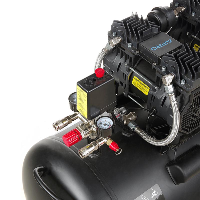 Компрессор Apro восьмицилиндровый безмасляный OFE-200 8 Бар 4х1,5 кВт 950 л/мин 200 л 2 крана (850172) - фото 14 Компрессор Apro восьмицилиндровый безмасляный OFE-200 8 Бар 4х1,5 кВт 950 л/мин 200 л 2 крана (850172) - фото 14