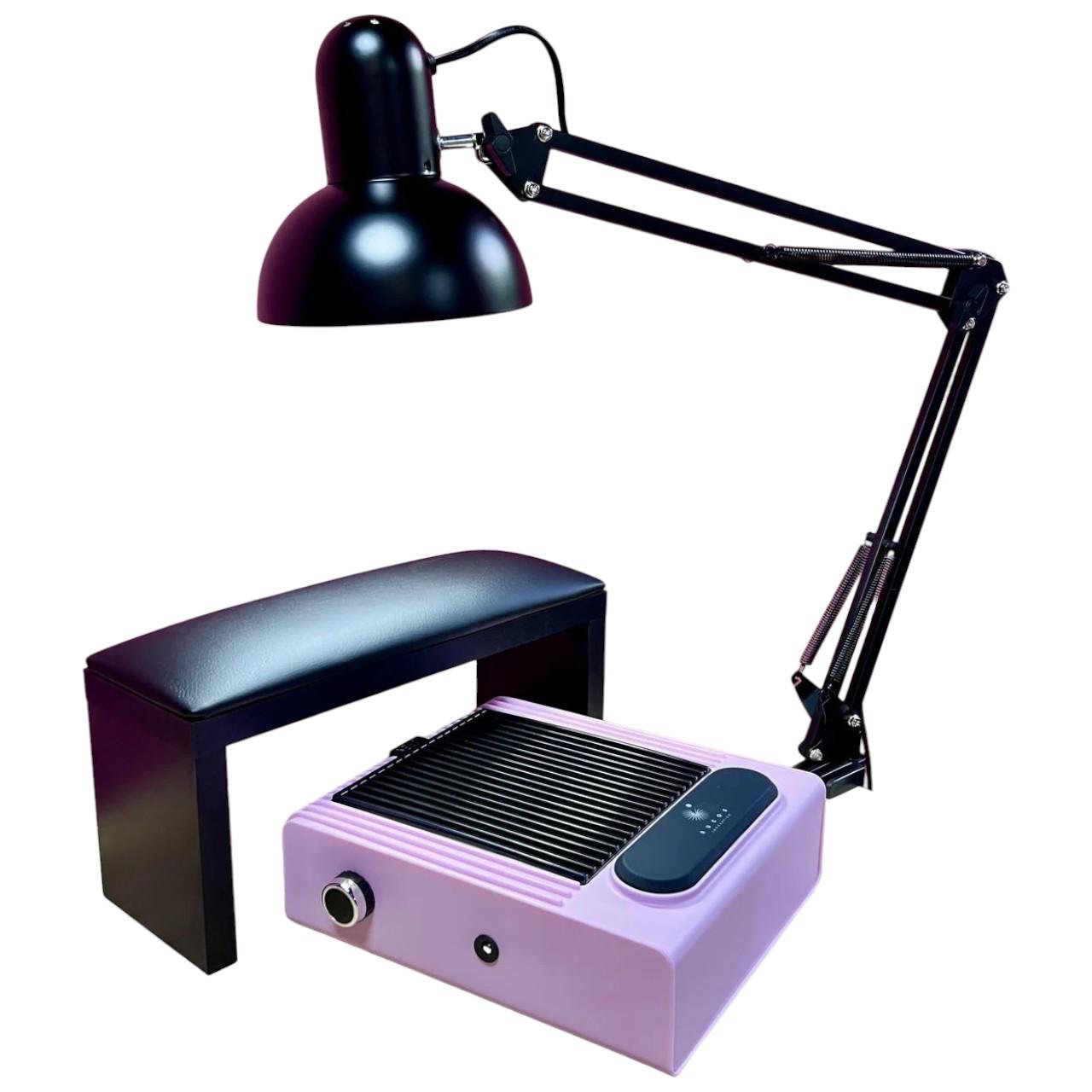 Маникюрный набор BUCOS 3в1 лампа/подлокотник/вытяжка Черный/Розовый (2003926294)