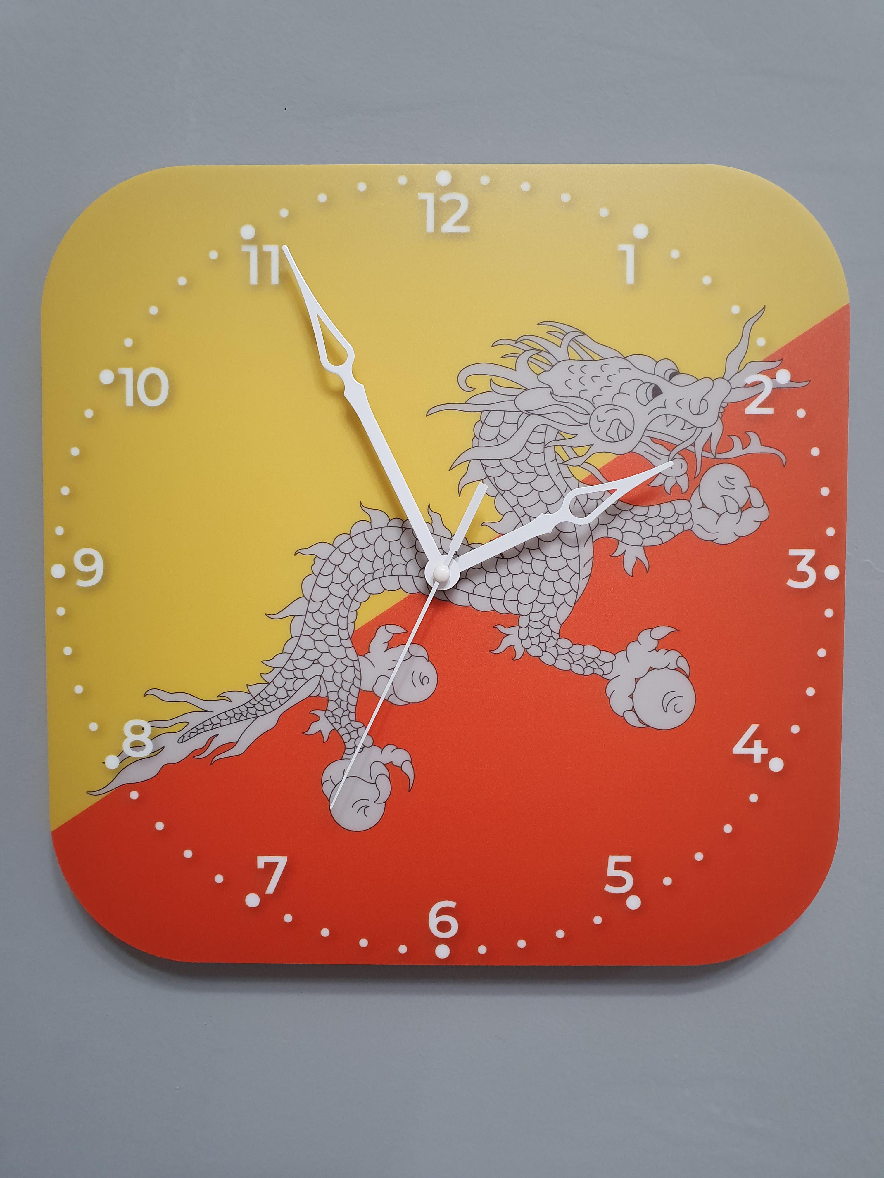 Часы настенные флаг Бутана (3715)