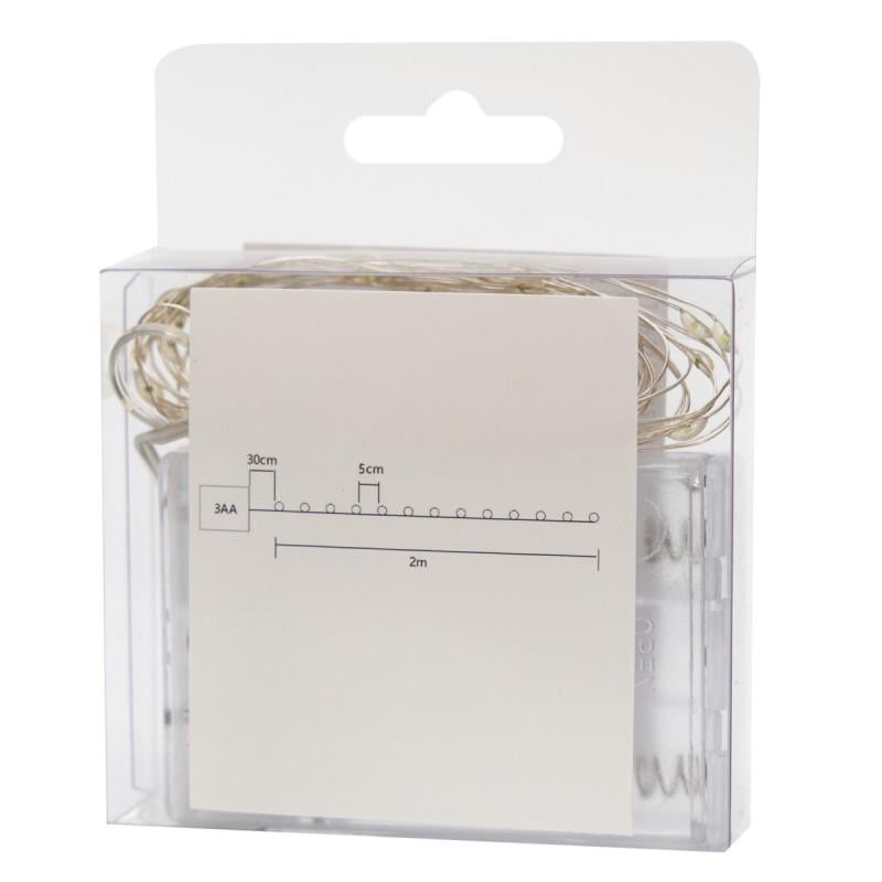 Гирлянда на батарейках 2 м 40LED холодный белый батарейки 3АА IP20 (720537) - фото 3