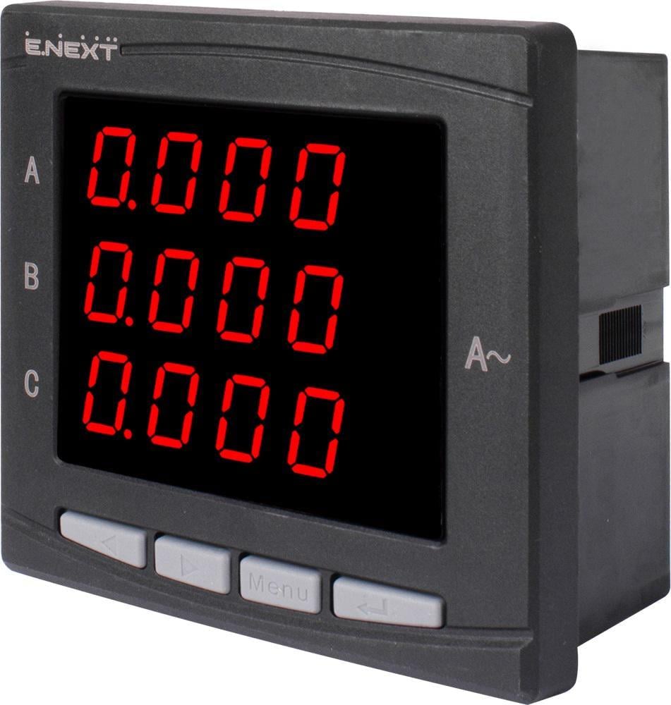 Аналізатор параметрів мережі E.NEXT e.meter.pro.96.m.led трифазний 5А 0-450 В RS-485 230 В АС 96х96x55 мм врізний (p079004)
