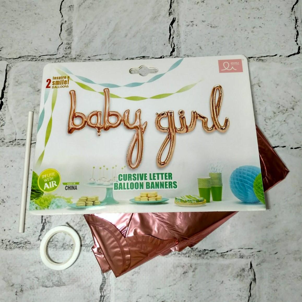 Воздушные шары слова буквы Baby girl пропись Розовое золото (TX-002)
