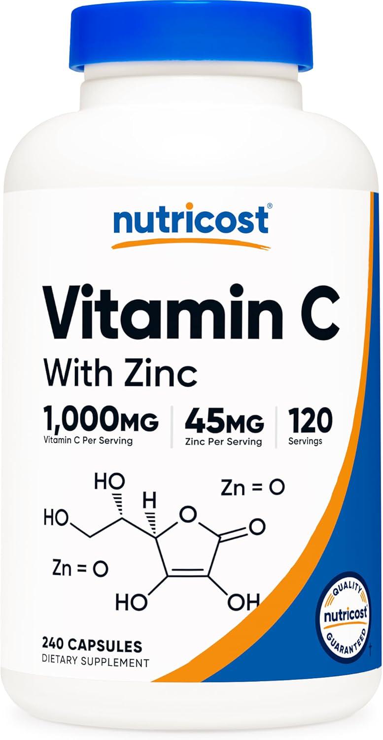 Вітамін С з цинком Nutricost Vitamin C with Zinc 240 кап.