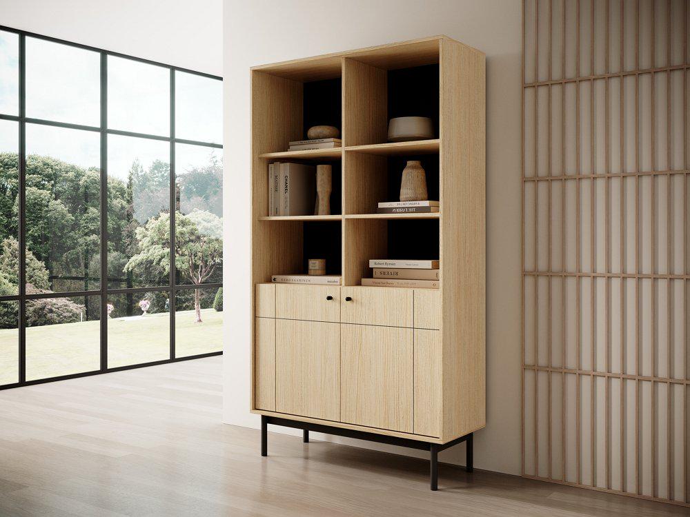 Стеллаж Perfect Home Japandi R104 2-дверный Дуб линеа (PFH-091465)