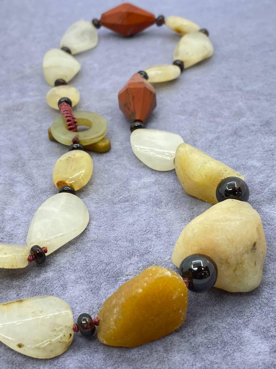 Бусы яшма/агат/цитрин 65 см Разноцветный (9876)