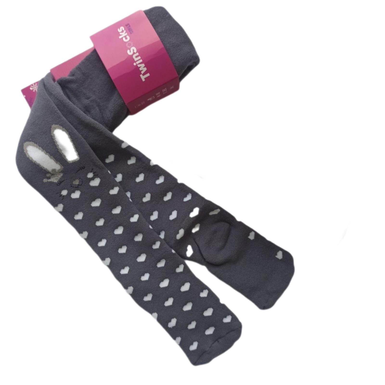 Колготки для девочки TwinSocks Зайчик махровые зимние 128 см-134 Серый (315)
