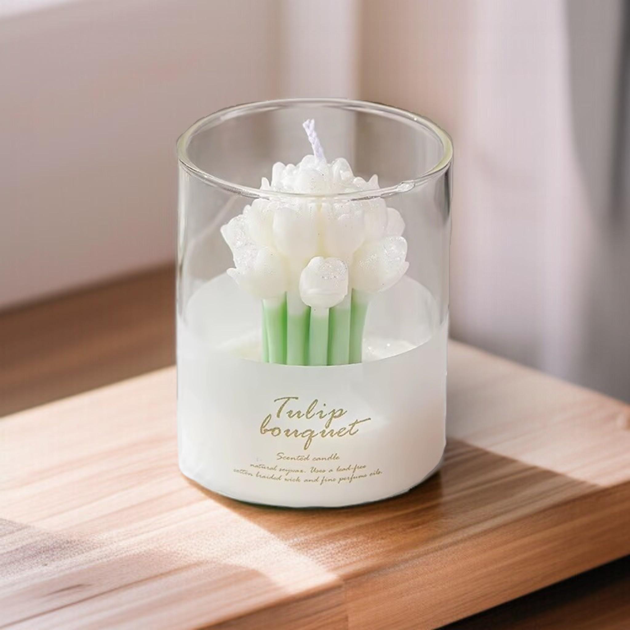 Свеча ароматическая в стакане Tulip bouquet Белый (31258911)