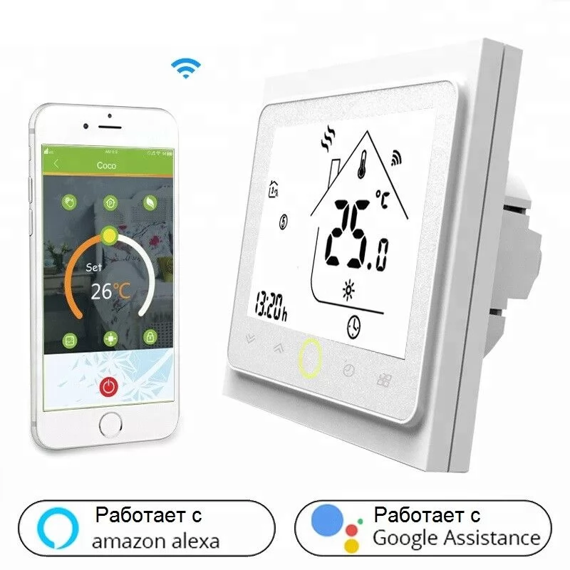 Терморегулятор для теплої підлоги In-Therm PWT-002 Wi-Fi White сенсорний програмований (14536381) - фото 10