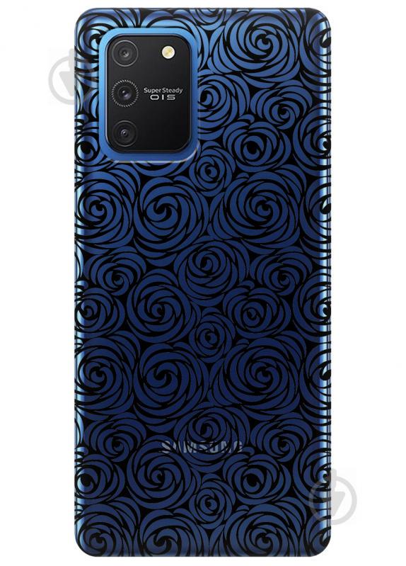 Прозрачный силиконовый чехол iSwag для Samsung Galaxy S10 Lite с рисунком - Черные узоры (KS3448)