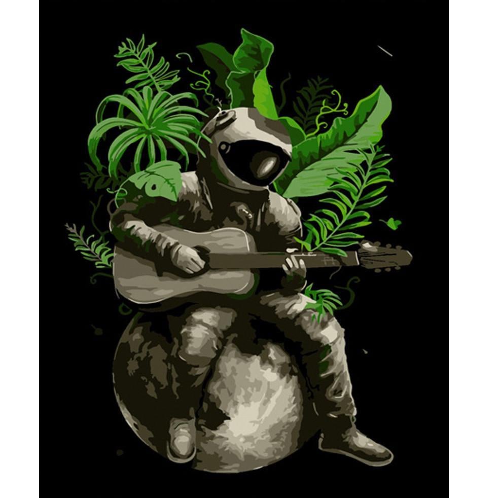 Картина по номерам Strateg Премиум Космонавт с гитарой 40х50 см (DY308)