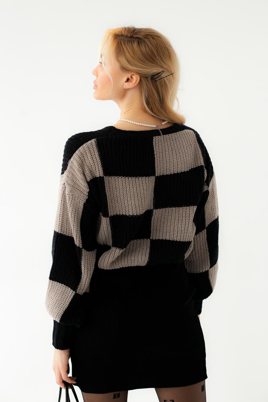 Кардиган LUREX с шахматкой S Черный (9528212) - фото 2 Кардиган LUREX с шахматкой S Черный (9528212) - фото 2