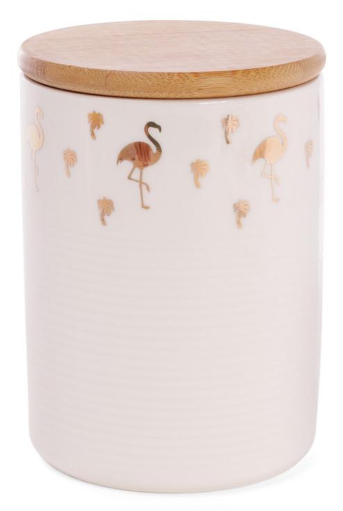 Банка фарфоровая Фламинго 650 мл с деревянной крышкой Розовый (BD-945-192)