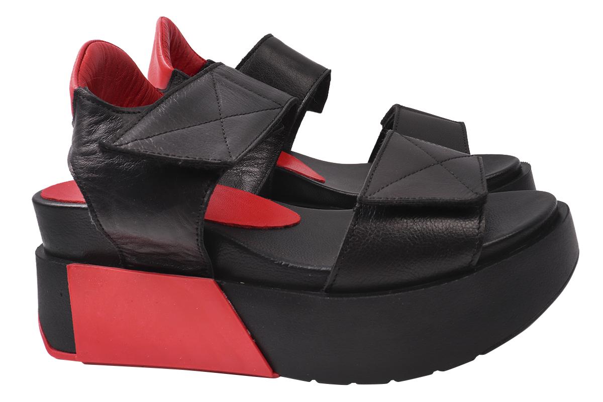 Босоножки женские Ripka из кожи на платформе с открытой пятой р. 38 Черный (162-21LBC)