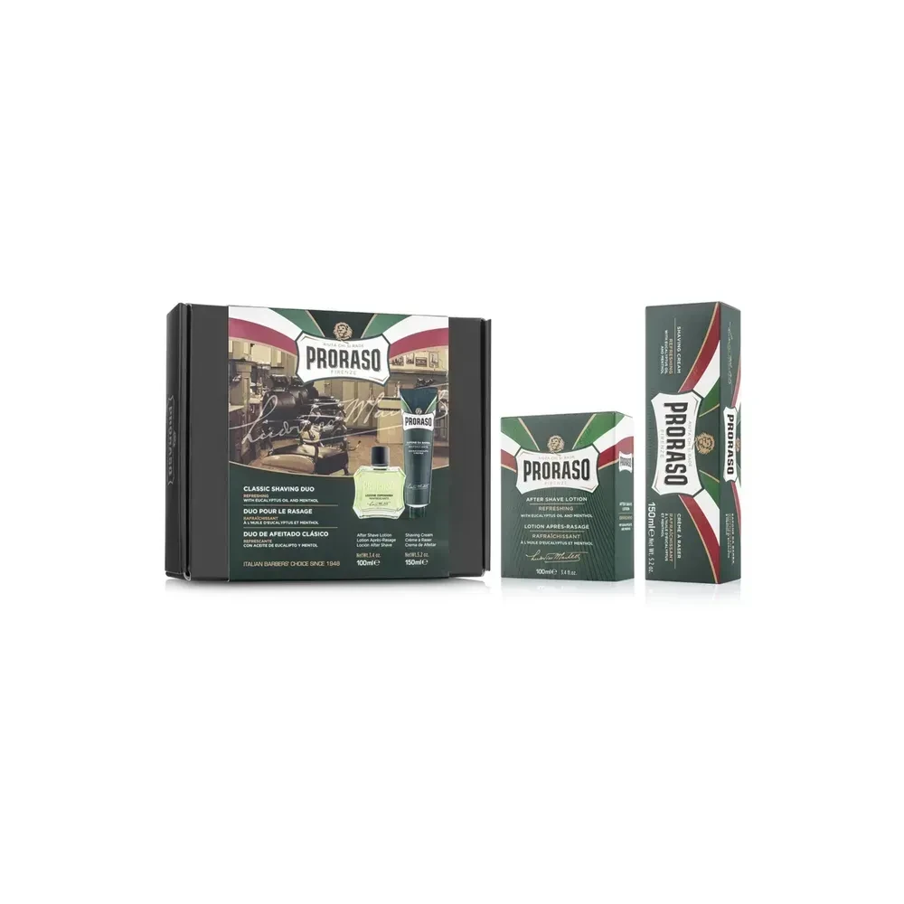 Набор для бритья Proraso Duo Pack Tube+Lotion Refreshing крем для бритья 150 мл и лосьон после бритья с эвкалиптом 100 мл