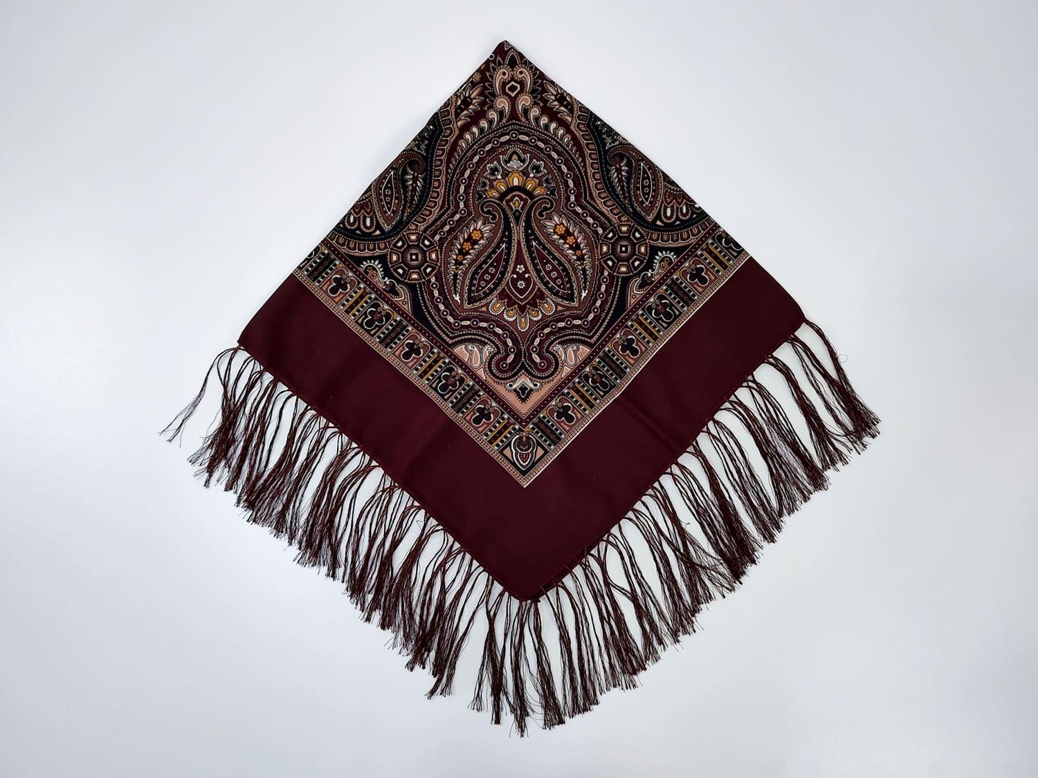 Платок украинский с тороками 80x80 см бордового (30156570)