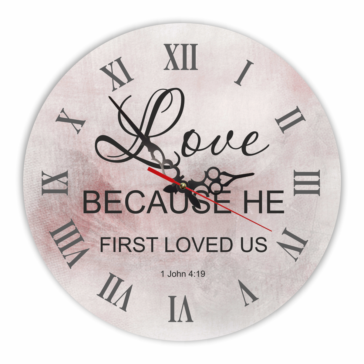 Годинник настінний круглий Love because he first loved us 30 см (хргф1002а)