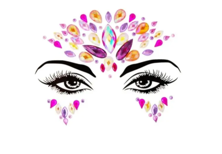 Стрази наклейки для обличчя для вечірок One size Різнокольоровий (9088/65) Стрази наклейки для обличчя для вечірок One size Різнокольоровий (9088/65)