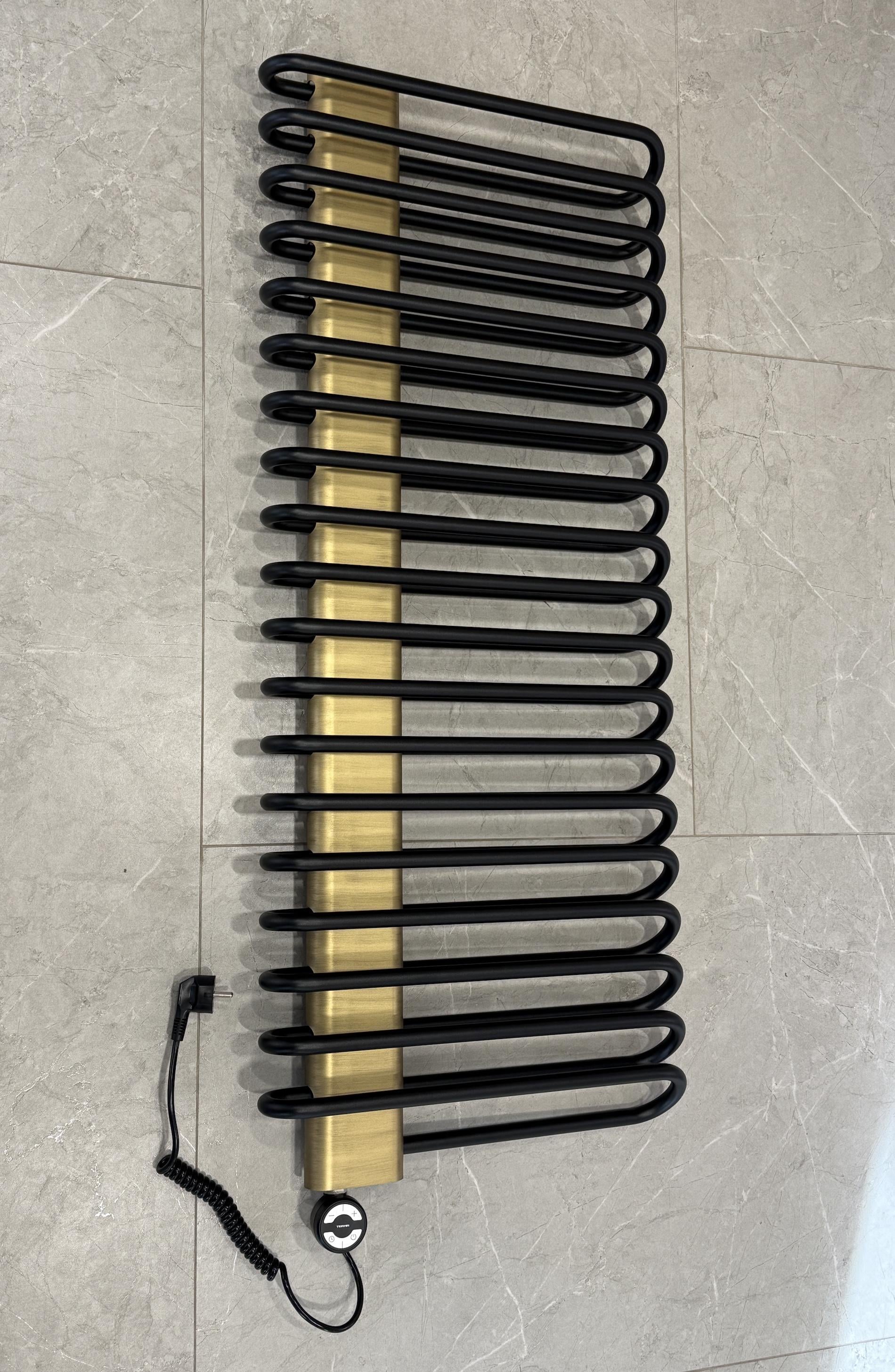 Полотенцесушитель электрический Terma Michelle ТЭН MOA 1200x500 мм Heban/Brushed Brass (854)