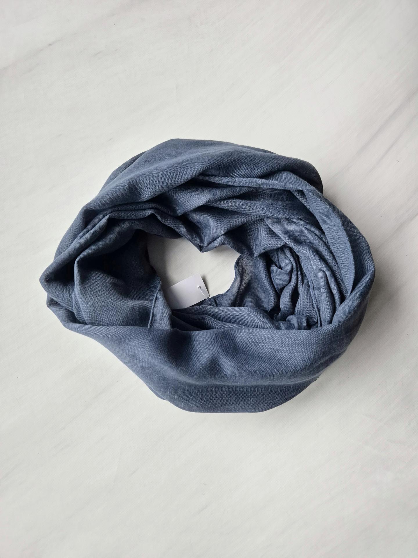 Шарф-снуд жіночий однотонний весна-осінь 158х66 см Синій (11662) - фото 2