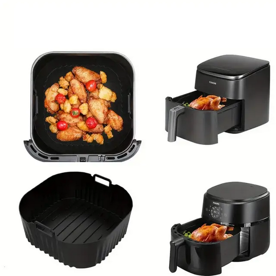 Форма силіконова квадратна для аерогрилю/мультипечі та фритюрниці 18,5 см Чорний (UK-185) - фото 14 Форма силіконова квадратна для аерогрилю/мультипечі та фритюрниці 18,5 см Чорний (UK-185) - фото 14