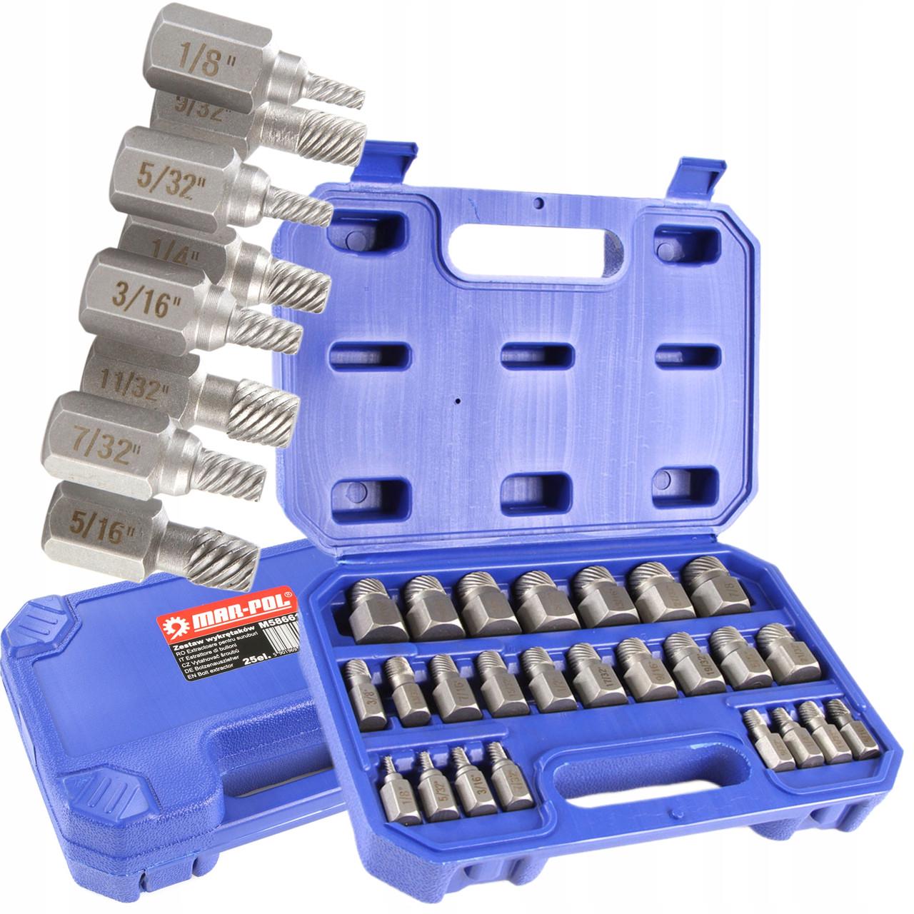 Набор съемников для поврежденных внутренних винтов MAR-POL 25 шт. (M58661)