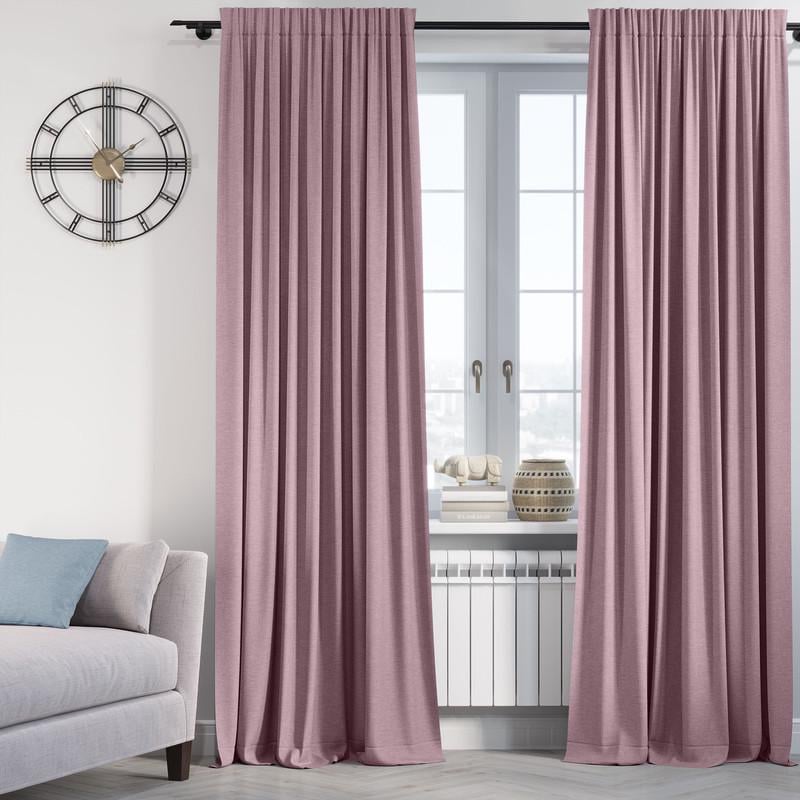 Комплект штор Lux Portiery CALIFORNIA микровелюр двойной 300x270 см 2 шт. Пудро-розовый (MD 1611)