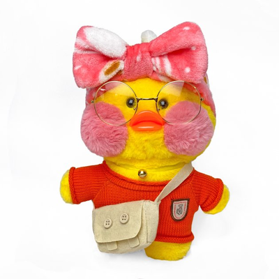 Мягкая игрушка Lalafanfan Duck Утенок в очках 30 см Желтый