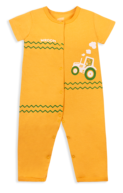 Комбинезон детский хлопковый с коротким рукавом для мальчика Gabbi Технозавр 74 см Оранжевый (12084)