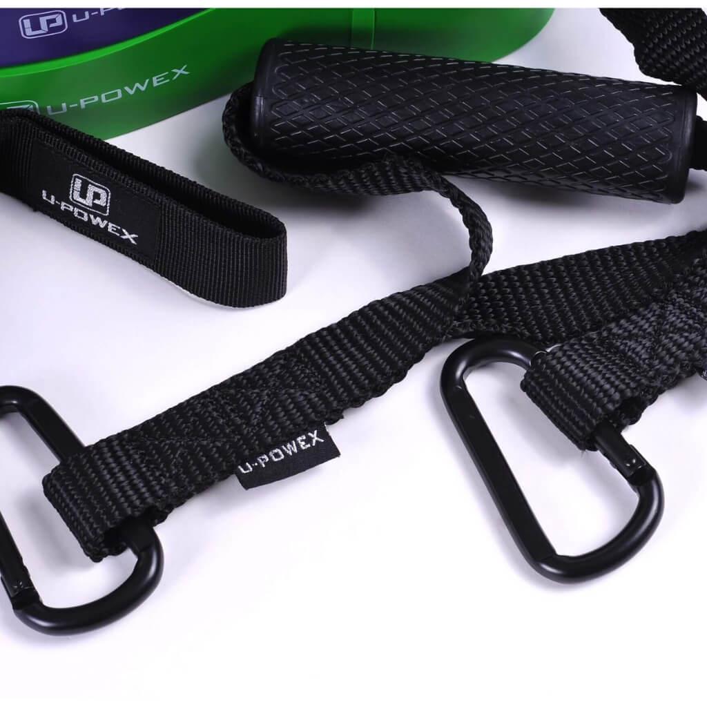 Резинки для спорта и подтягиваний/петли с ручками и карабином для спорта U-Powex 7-57 кг 4 шт. (11180156) - фото 6