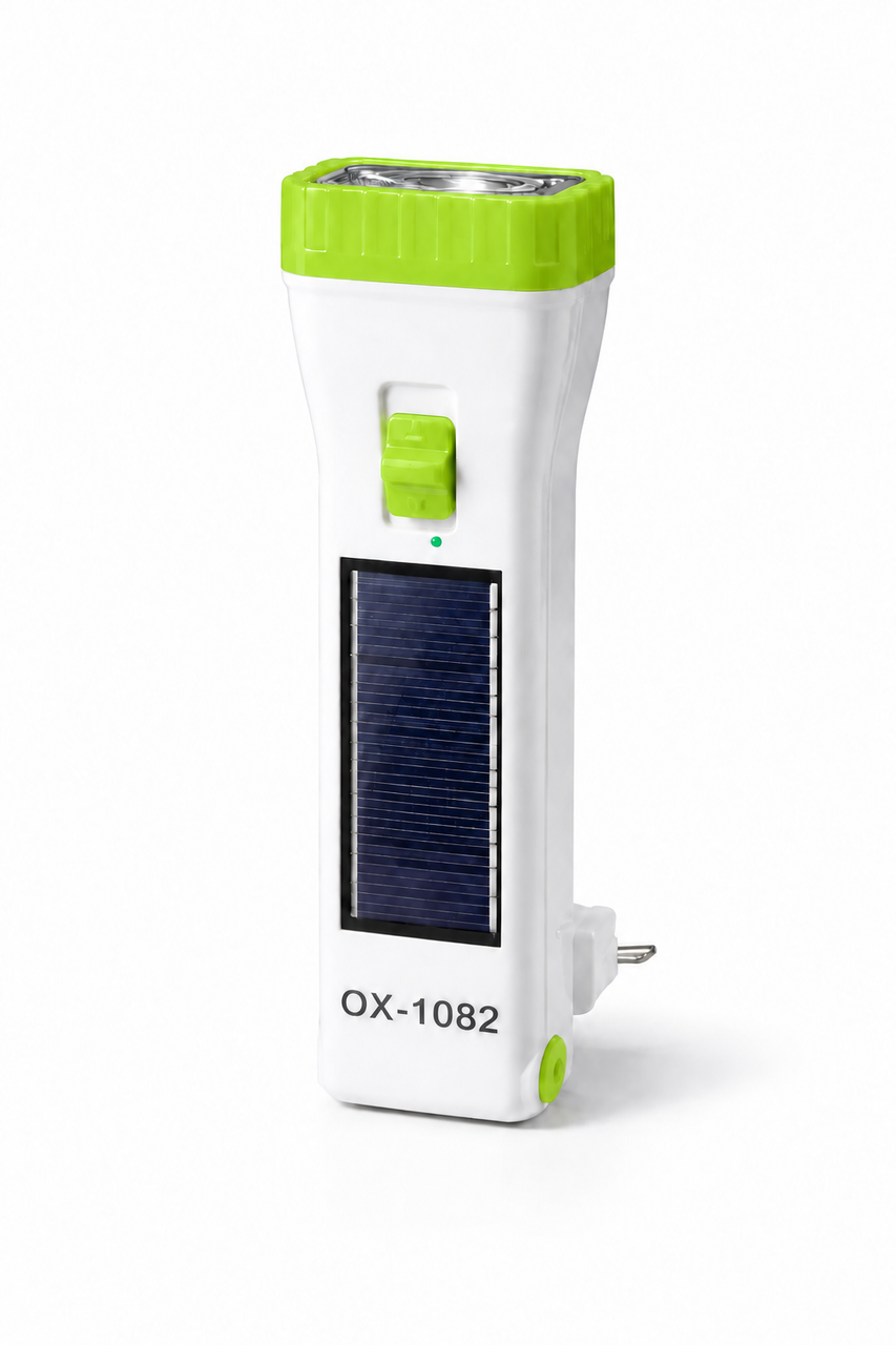 Фонарь аккумуляторный светодиодный OX1082 LED с солнечной зарядкой и зарядкой от сети Салатовый (3225201445)