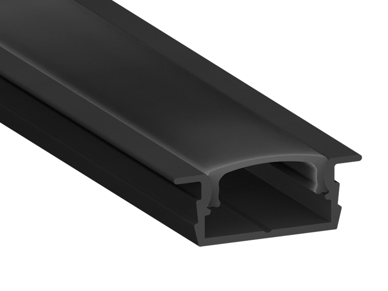 Профиль алюминиевый LEDUA АЛ-01-1 с черным рассеивателем для LED ленты врезной 1 м Черный