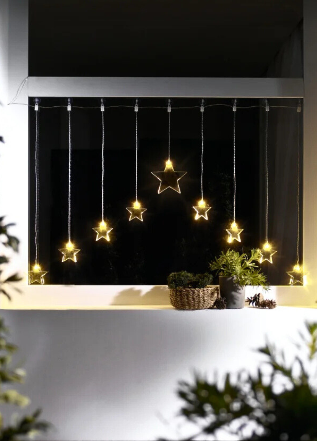 Гирлянда LED Livarno home Занавеска со звездами 9 LED 1,20 м Прозрачный (7962)