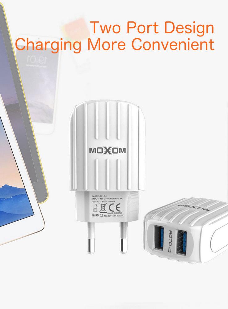 Зарядний пристрій Moxom KH-48 2 USB 2,4A кабель microUSB White (34895) - фото 5