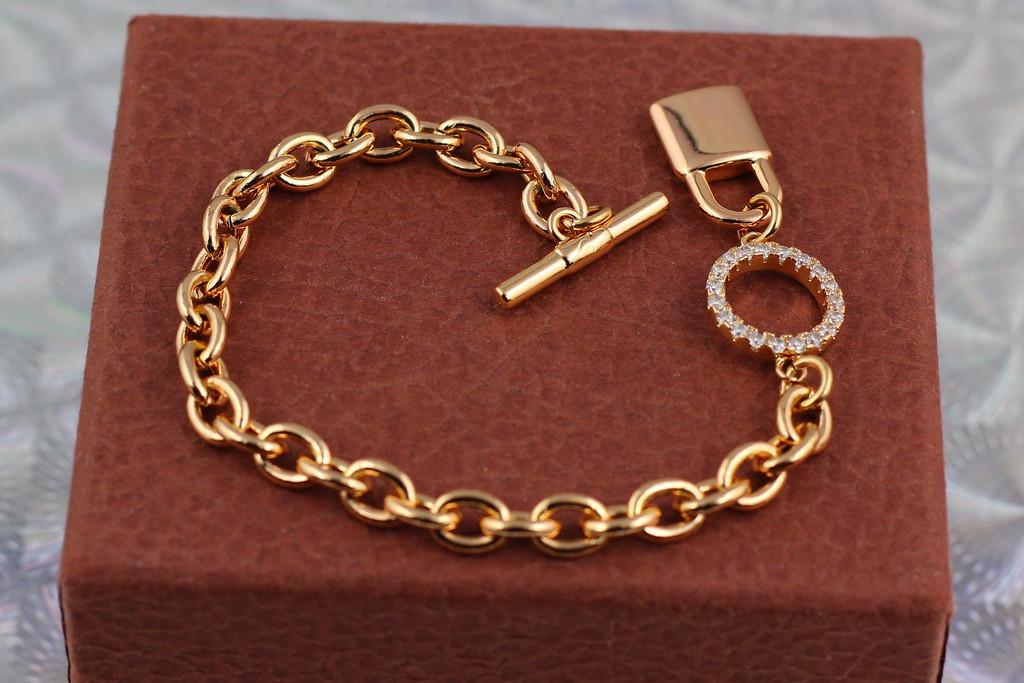 Браслет Xuping Jewelry якорный с кулоном замочек 15 мм 17 см Золистый (1656891279)