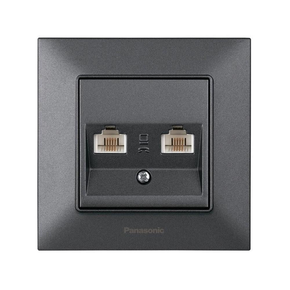 Розетка компьютерная двойная Panasonic Arkedia Slim Серый дымчатый (24756224)