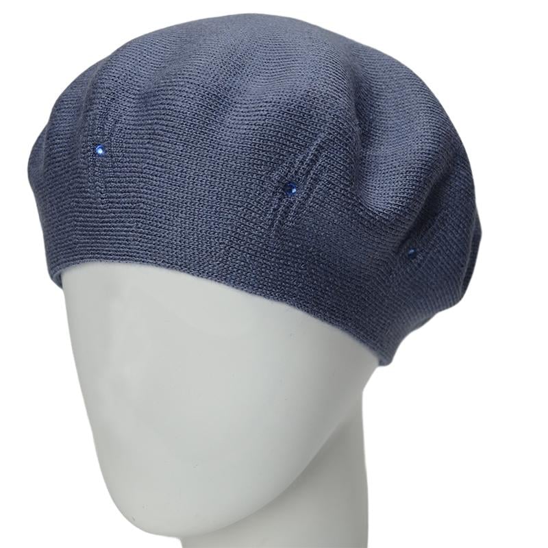 Берет женский Lirus Рассвет двойной тонкой вязки Джинсовый (159383)