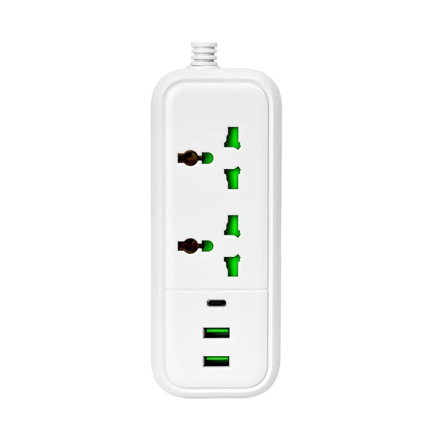Удлинитель 2 USB/2 розетки/1 Type-C Т56 2 м Белый (3911А)