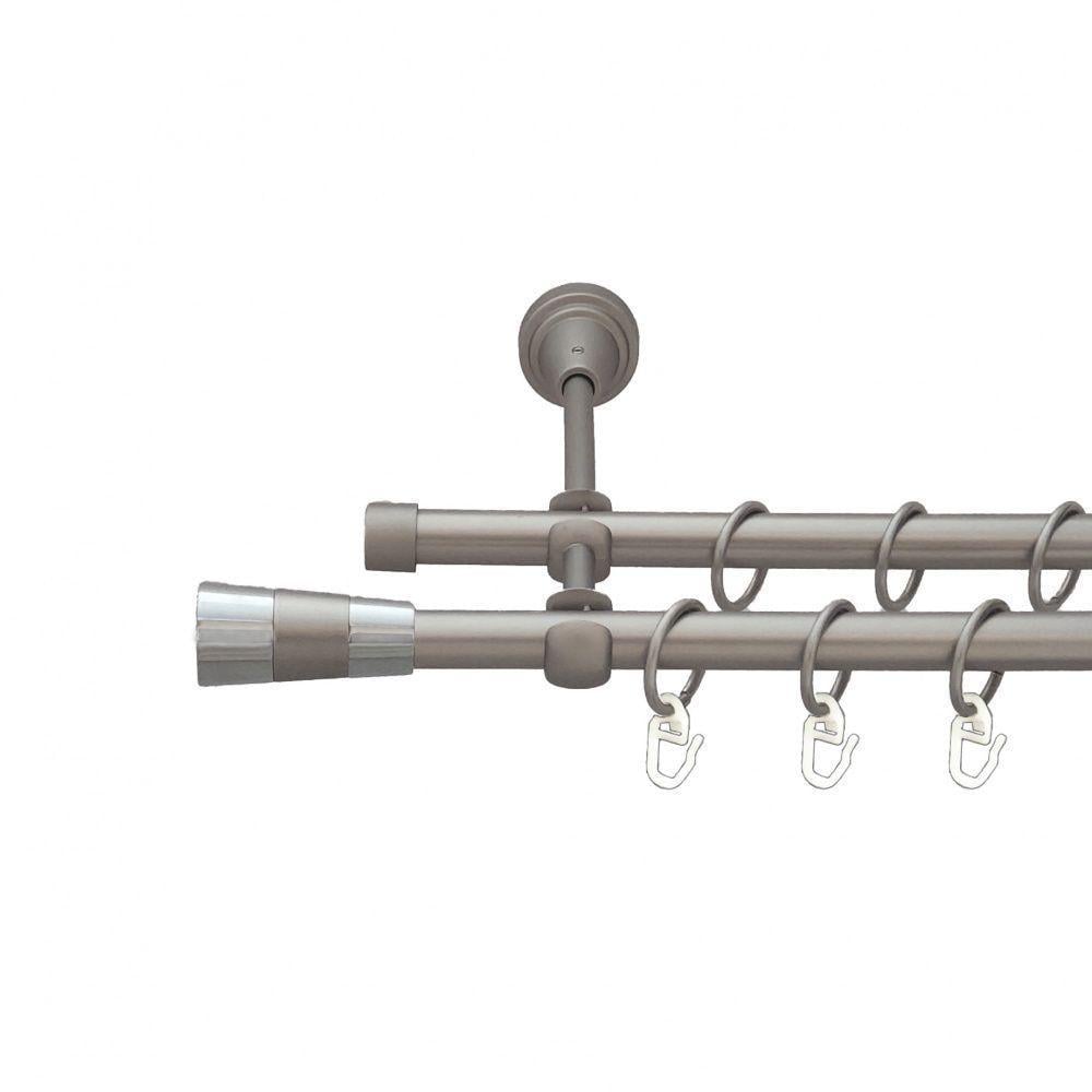 Карниз Orvit Валео двухрядный гладкий 16/16 мм 160 см Сатин (6098910)