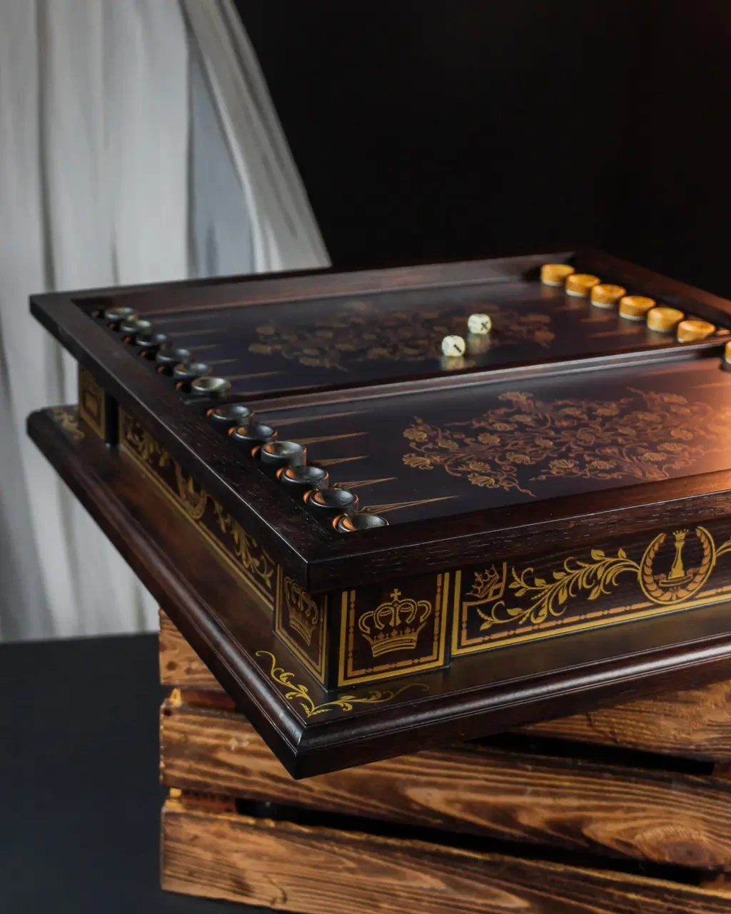 Нарди Carloteka дерев'яні 3в1 з ясена нарди/шахи/шашки подарунковий бокс із позолотою (1432626788)